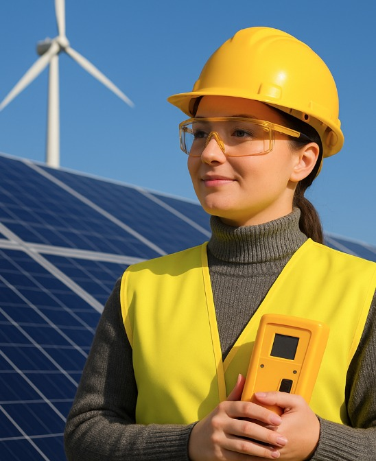 Women with Solar Panel
